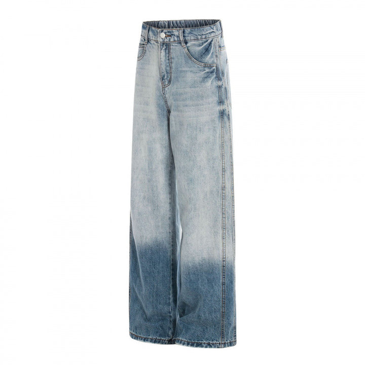 Damen Weite High-Waist Denim-Jeans mit Ombre-Saum und elastischem Rückenteil Echo Archiv