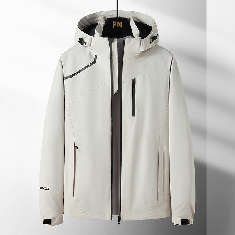 Herren wetterfeste Outdoor-Jacke mit verstellbarer Kapuze und funktionalen Taschen Echoarchiv