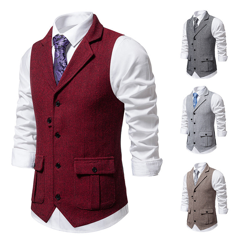 Herren elegante Weste mit strukturiertem Hahnentritt-Muster Echoarchiv