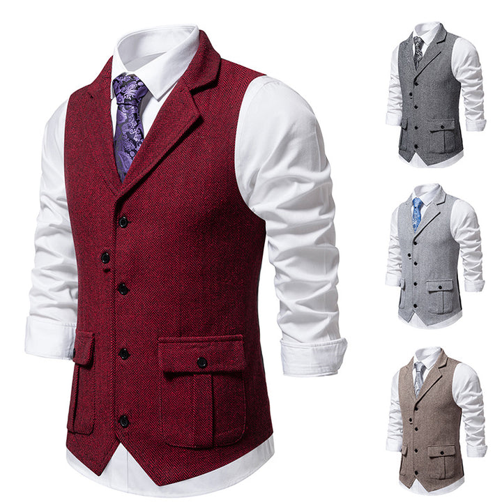 Herren elegante Weste mit strukturiertem Hahnentritt-Muster Echoarchiv