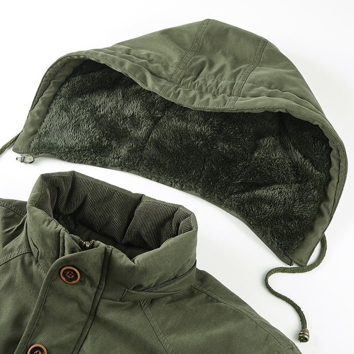 Herren gefütterter Kapuzenparka mit Thermo-Teddyfutter, winddichter Baumwollmix-Außenschale und Mehrfachtaschen Echo Archiv