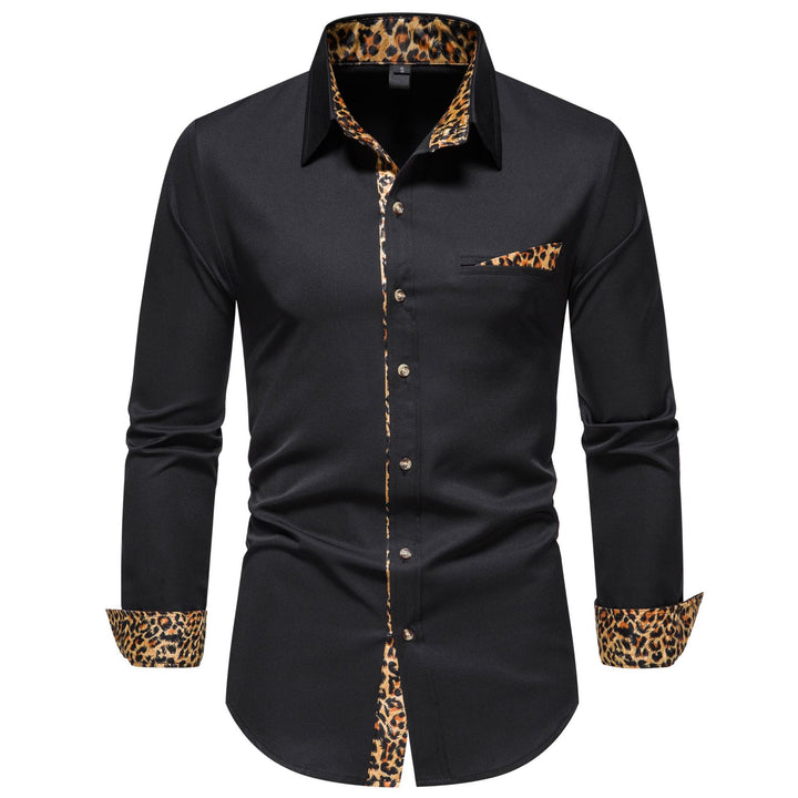 Herren elegantes Langarmhemd mit Leopardenmuster Echoarchiv