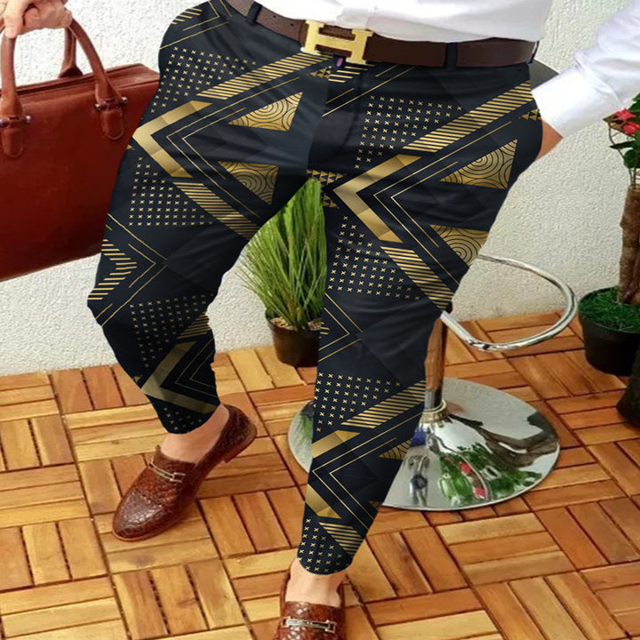 Herren stilvolle geometrische Druck Slim Fit Hose Echoarchiv
