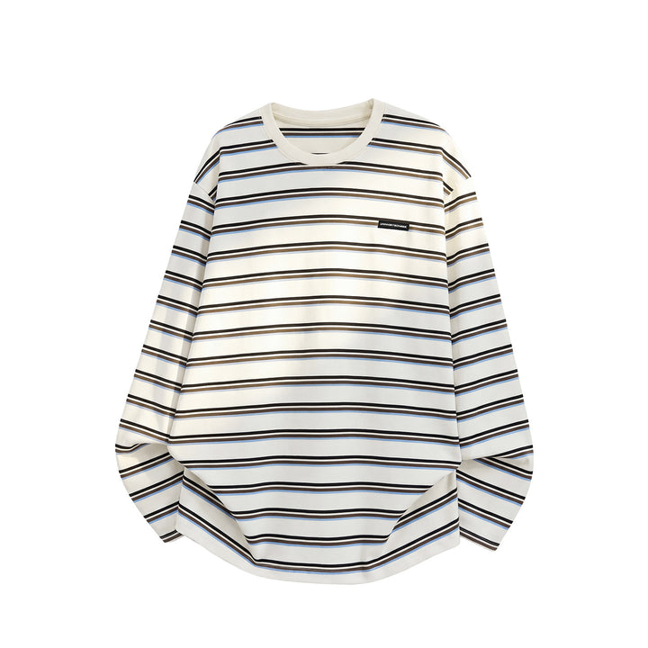 Unisex Oversize-Langarmshirt mit Rundhalsausschnitt und feinem Streifenmuster Echo Archiv
