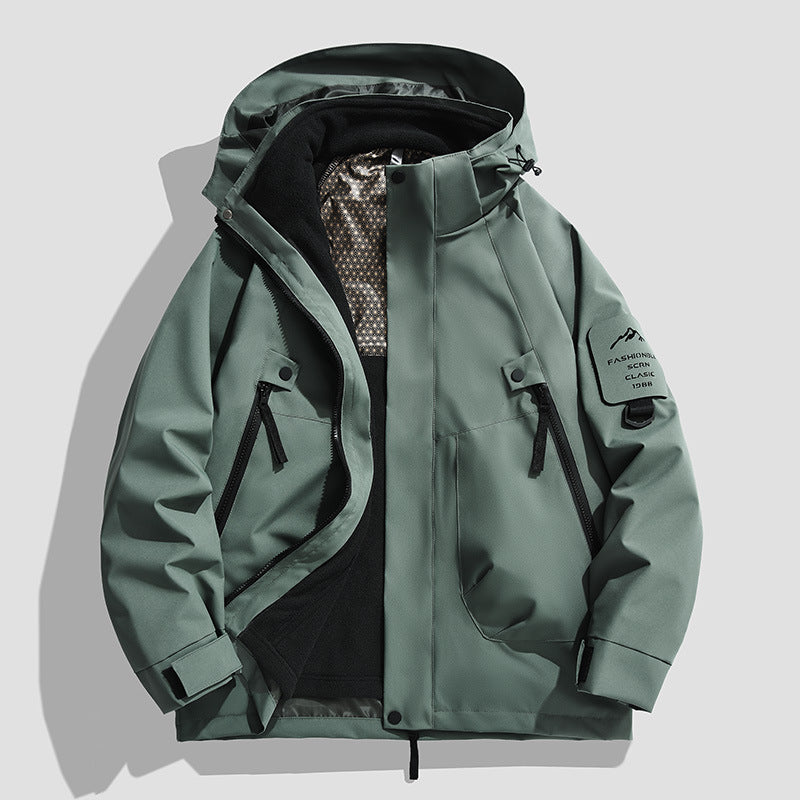 Herren Wasserdichte Utility-Softshelljacke mit Kapuze, schräge Reißverschlusstaschen & verstellbaren Ärmelriegeln Echo Archiv