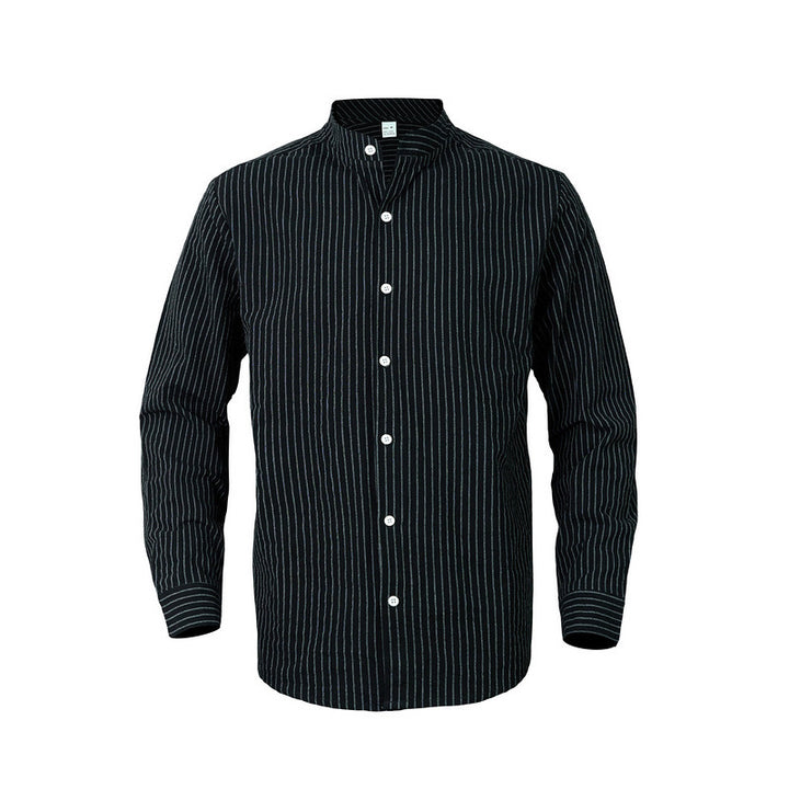 Herren elegantes Langarmhemd mit strukturiertem Design und Stehkragen Echoarchiv