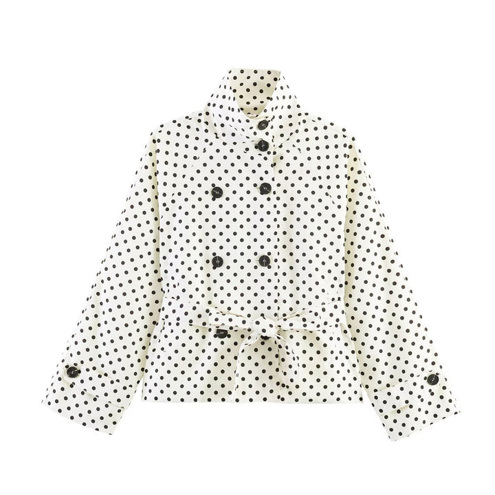 Damen Kurz geschnittener Regenmantel mit Polka-Dot-Muster und Bindegürtel Echo Archiv