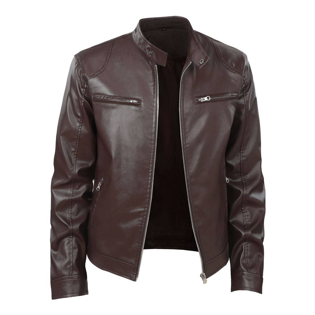 Herren Stilvolle Lederjacke mit Kapuze Echo Archiv