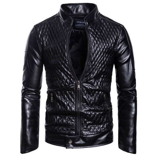 Herren stylische gesteppte Lederjacke Echoarchiv