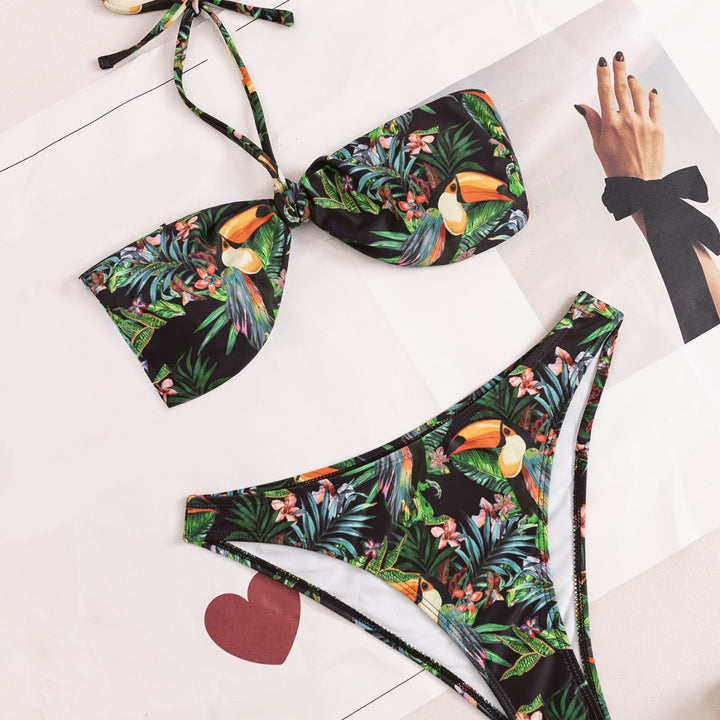 Damen Bandeau-Bikini mit tropischem Blütenmuster Echo Archiv