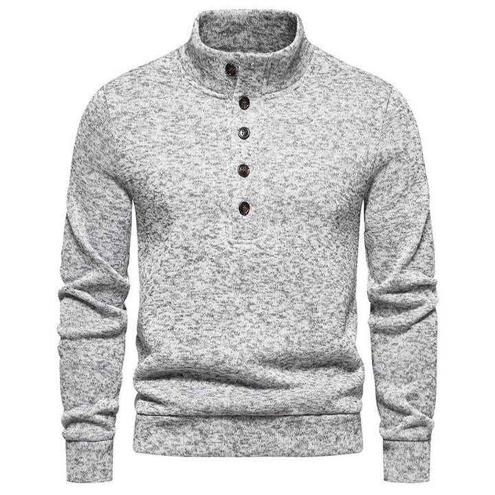 Herren Fleece-Pullover mit knöpfbarem Stehkragen und praktischen Taschen Echoarchiv