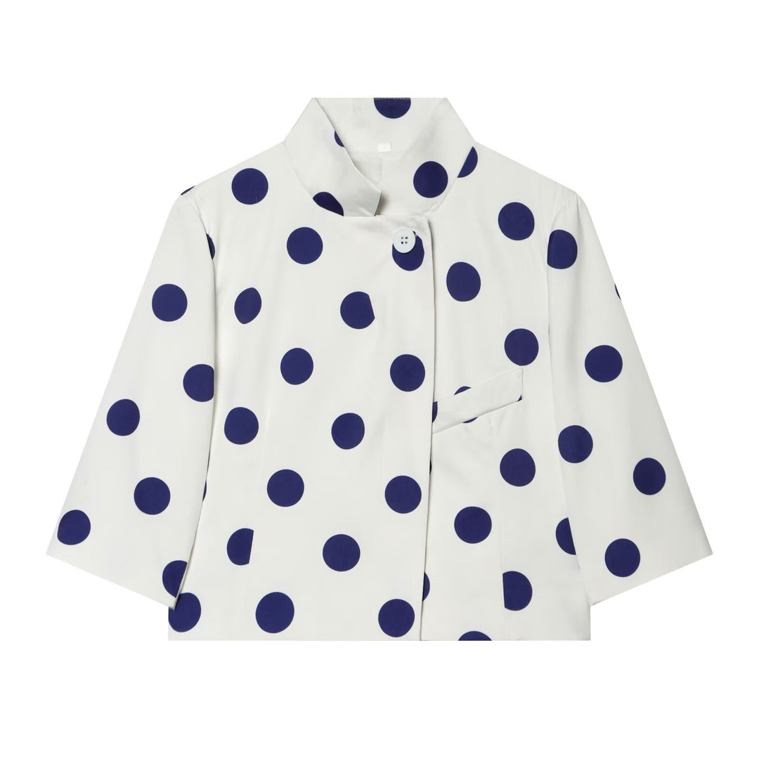 Damen Kurzgeschnittene Boxy-Jacke mit Stehkragen und Dreiviertelärmeln Echo Archiv
