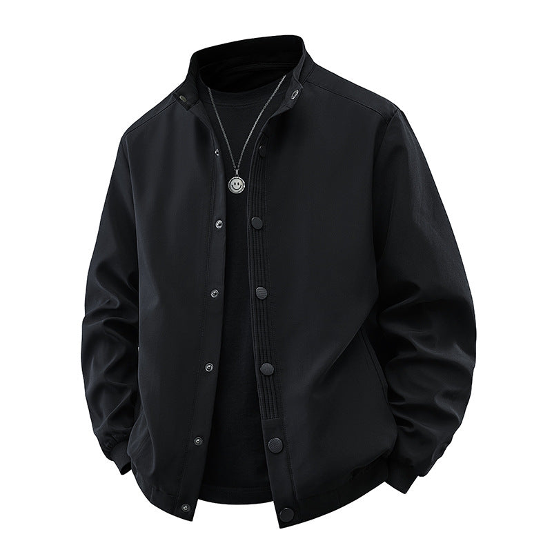 Herren Clean-Cut Stehkragen-Bomberjacke aus windabweisendem Material mit Druckknopfleiste Echoarchiv