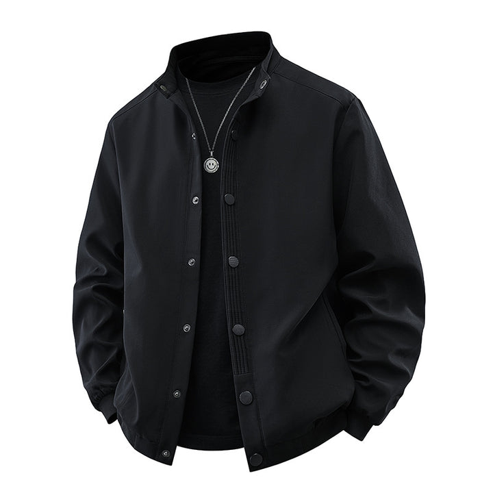 Herren Clean-Cut Stehkragen-Bomberjacke aus windabweisendem Material mit Druckknopfleiste Echoarchiv