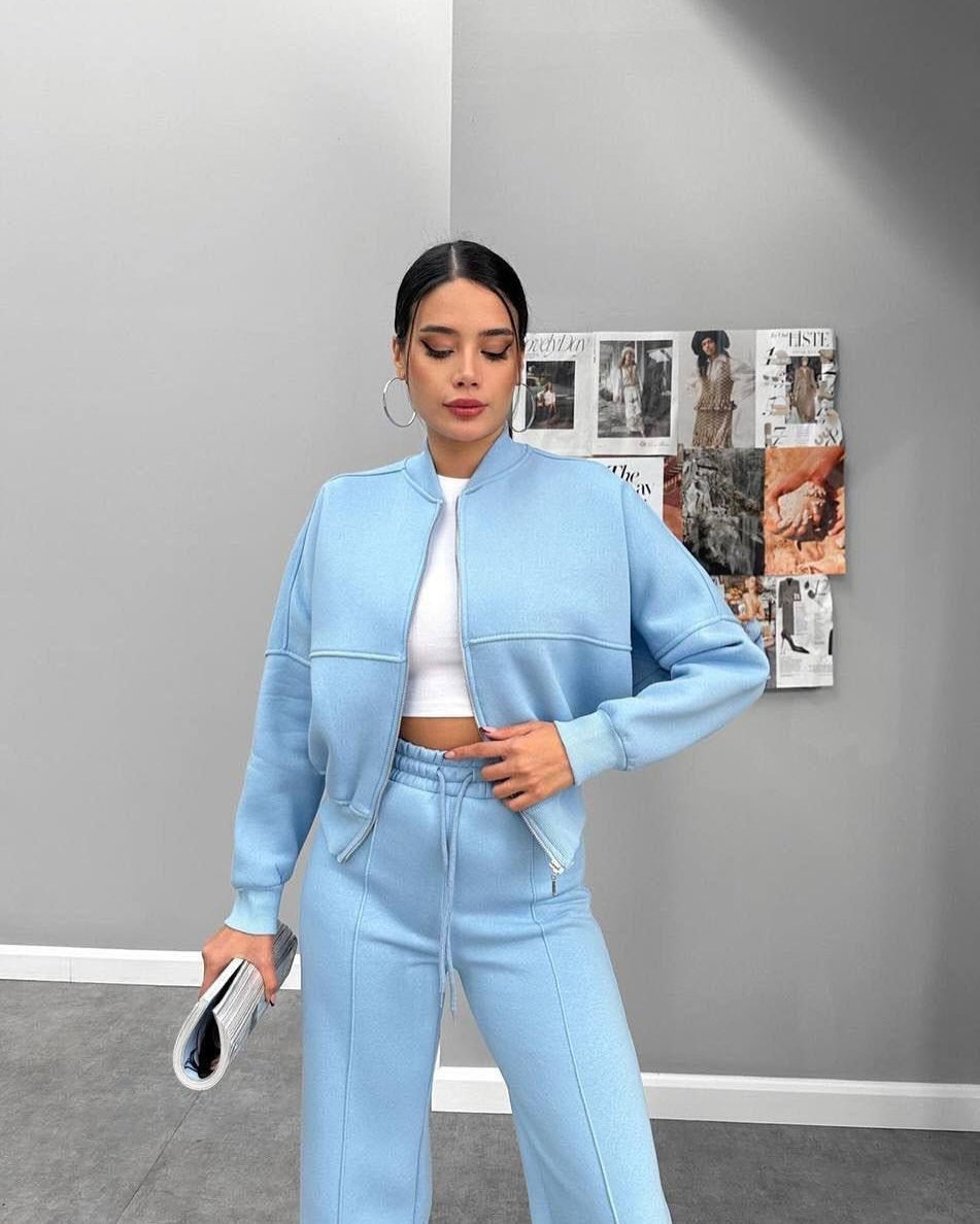 Damen nan Oversize Reißverschlussjacke mit weiter High-Waist Loungehose Set Echo Archiv