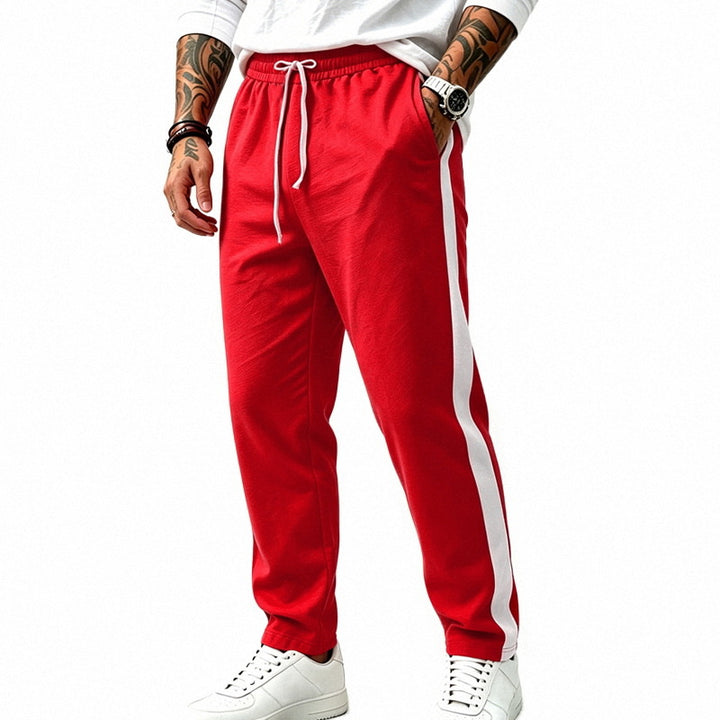 Herren Athletische Trackpants mit geradem Bein, seitlichem Kontrastband und elastischem Tunnelzug – Marzano