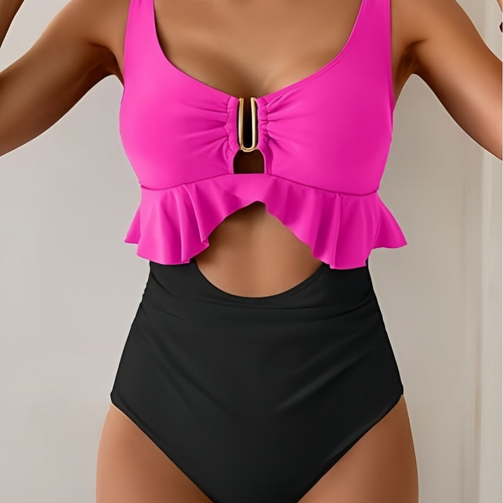 Damen Hochgeschnittenes Bikini-Set mit Rüschendetails Echo Archiv