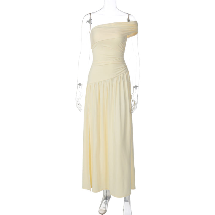 Damen Elegantes Maxi-Kleid mit asymmetrischem Träger und seitlichem Schlitz Echo Archiv
