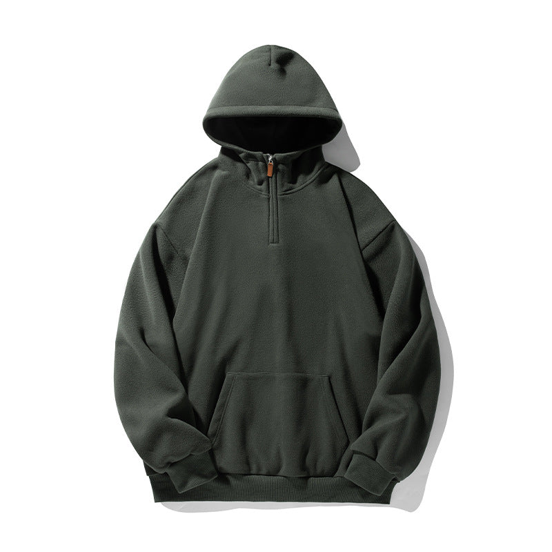 Unisex Thermo-Fleece-Hoodie im Boxy-Schnitt mit Halbzip und Kängurutasche Echo Archiv