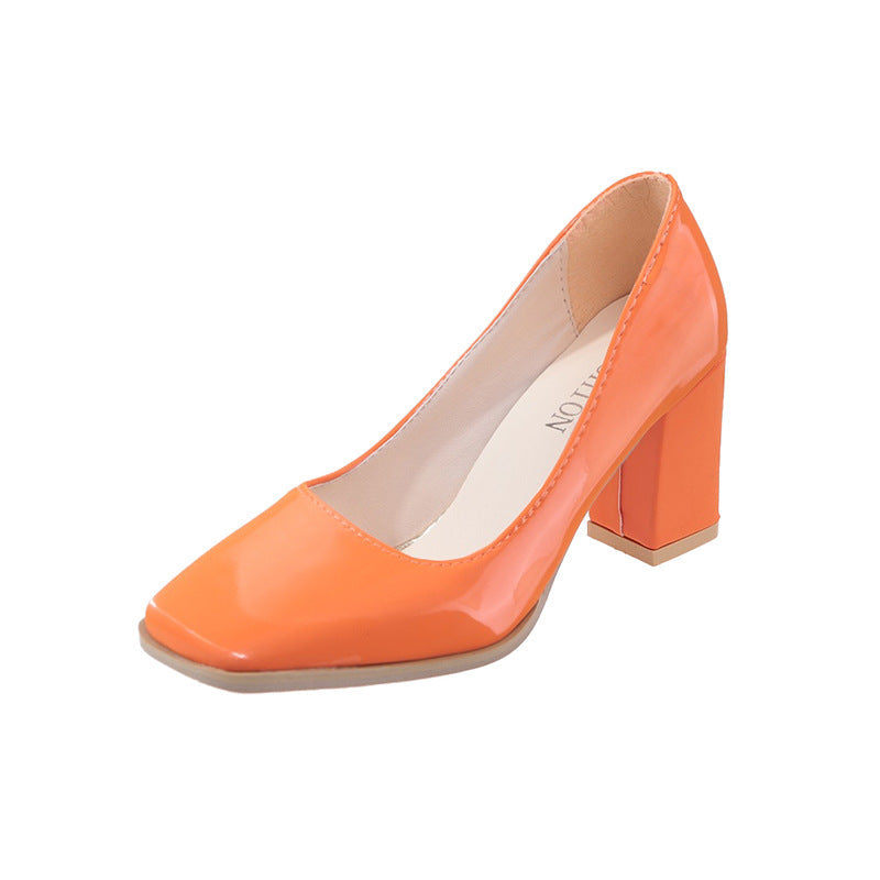 Damen elegante Pumps mit quadratischer Zehenkappe und hohem Blockabsatz Echoarchiv