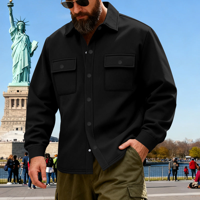 Herren nan lässige Hemdjacke aus Baumwollmischung mit aufgesetzten Brusttaschen Echo Archiv
