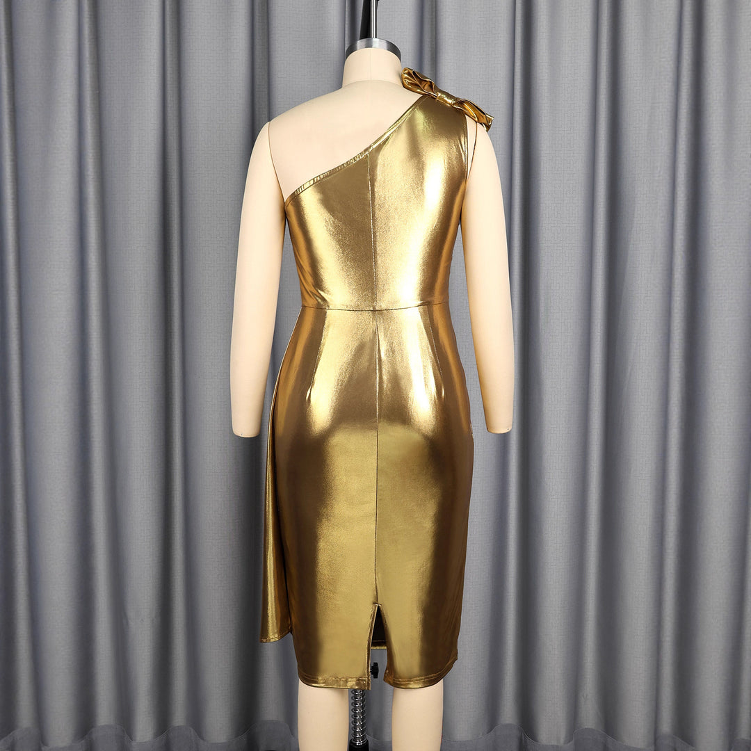 Damen Elegantes Abendkleid mit asymmetrischem Schnitt und voluminösem Drapierungselement Echo Archiv