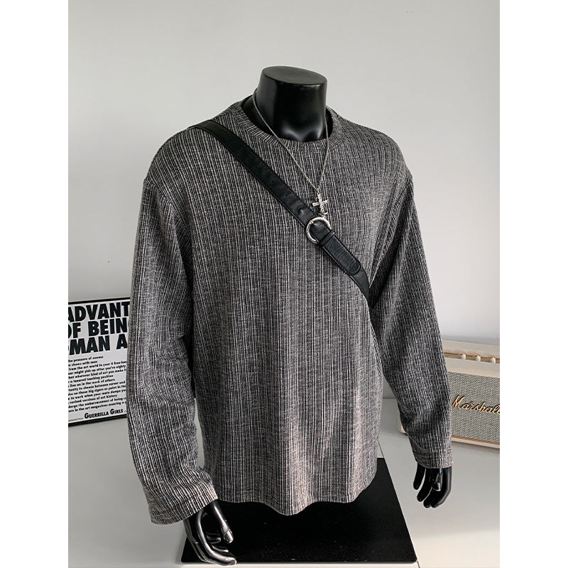 Herren Geripptes Langarmshirt aus Feinstrick mit Rundhalsausschnitt Echo Archiv