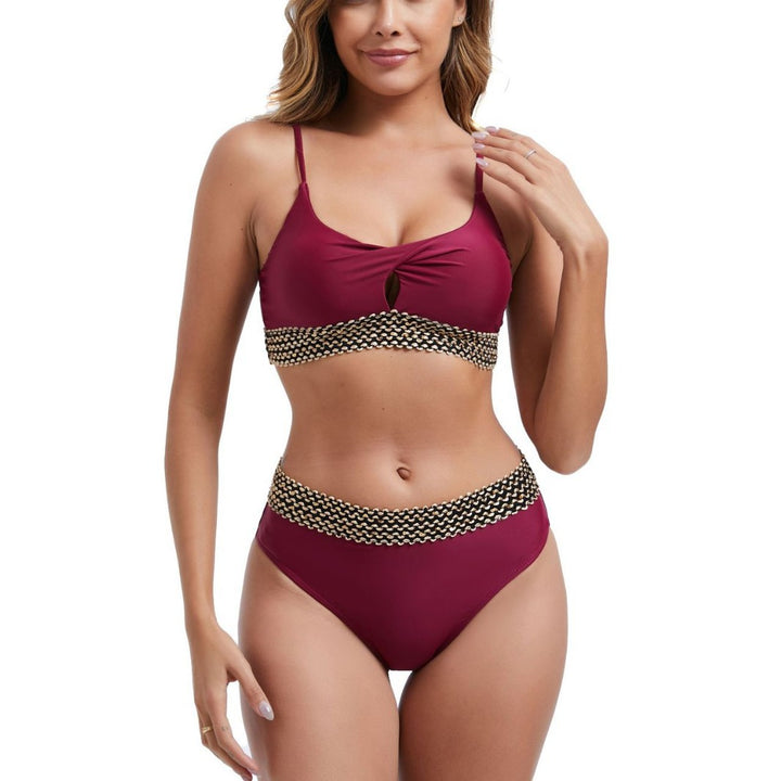 Damen Hoch tailliertes Bikini-Set mit dekorativem Knotendetail Echo Archiv