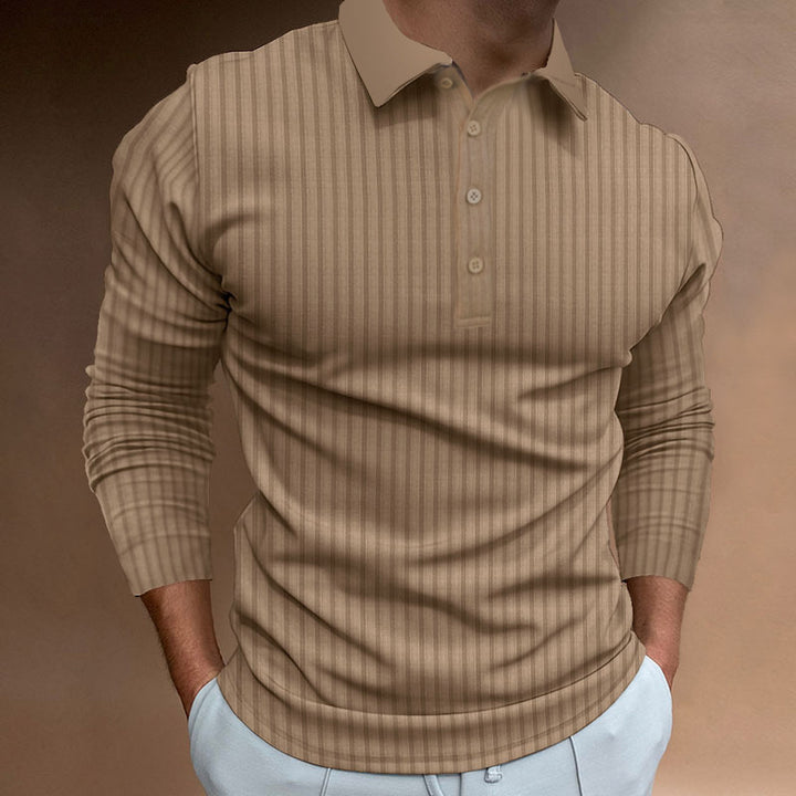 Herren Langarm Polo-Shirt mit strukturiertem Design Echoarchiv