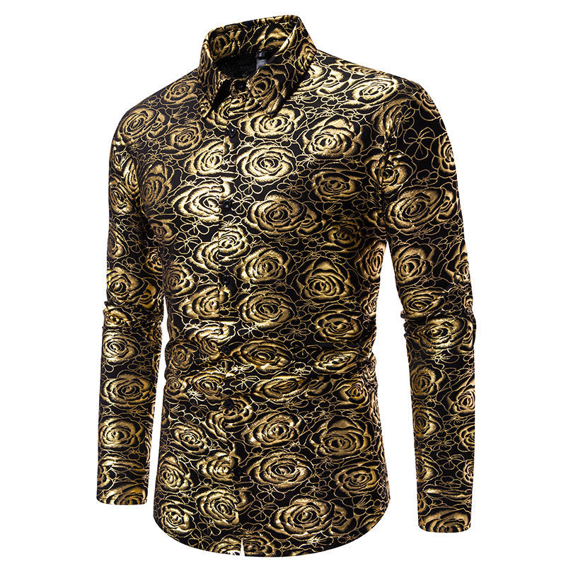 Herren Langarmhemd mit floralem Gold-Design Echoarchiv