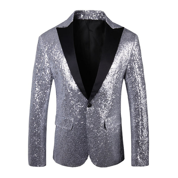 Herren Glänzender Pailletten Blazer Echoarchiv