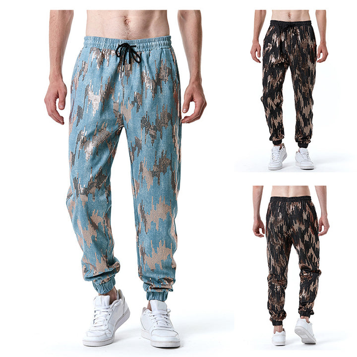 Herren Freizeithose mit Glitzer-Effekt und elastischem Bund Echoarchiv