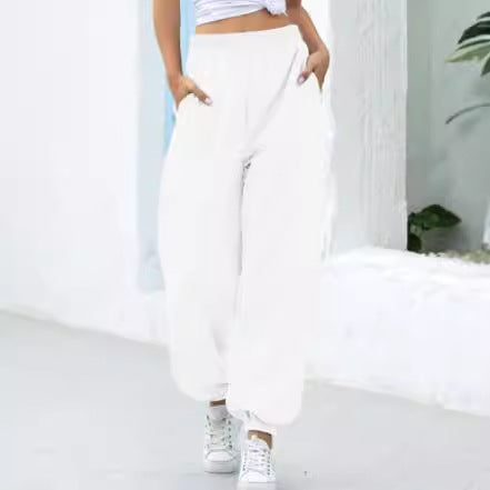 Damen nan weite High-Waist Jogginghose aus weichem Fleece mit elastischem Bund, Eingrifftaschen und engen Saumbündchen Echo Archiv