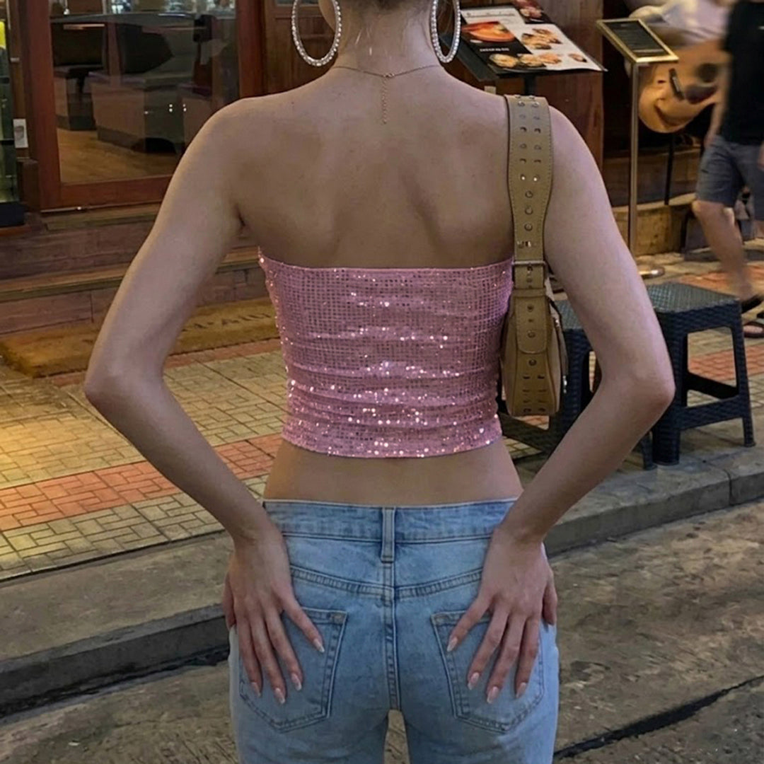 Damen Bandeau-Top mit funkelnden Pailletten und elastischem Schnitt Echo Archiv