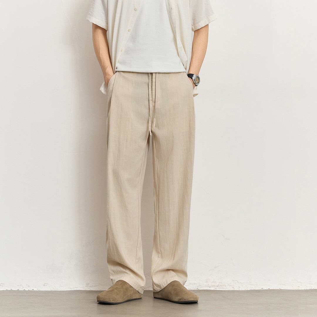Herren Leichte Leinenhose mit Tunnelzug und geradem Bein Echo Archiv
