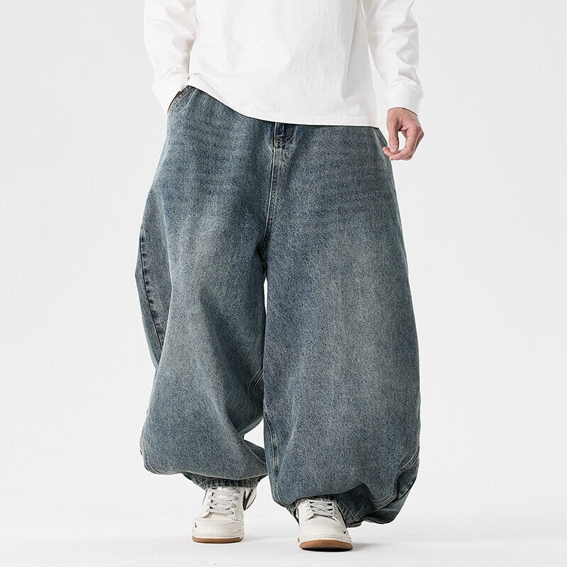 Herren nan extraweite Baggy-Jeans mit tiefem Schritt, relaxed Low-Crotch Schnitt und weitem Saum Echo Archiv
