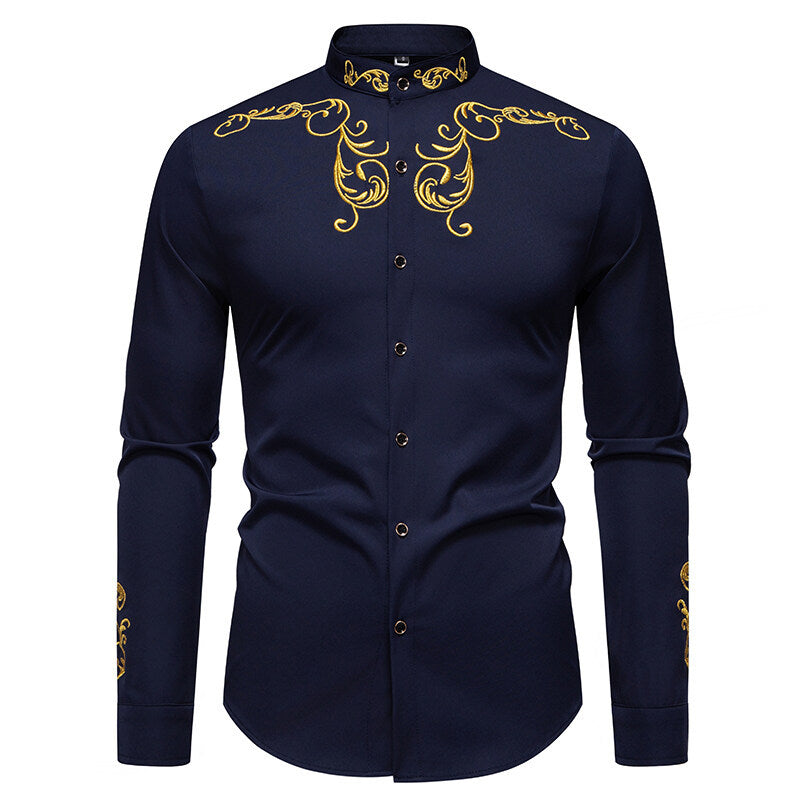 Herren Langarmshirt mit elegantem Stickereidesign Echoarchiv