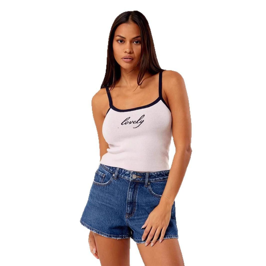 Damen Figurbetontes Crop-Top mit edlem Schriftzug Echo Archiv