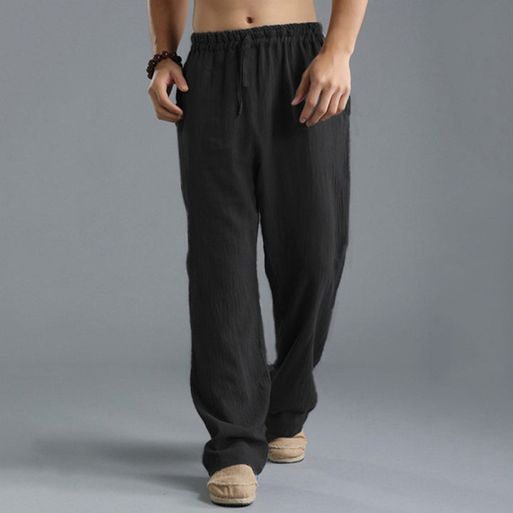 Herren nan lässige Leinenhose mit elastischem Bund, Kordelzug und geradem Bein Echo Archiv