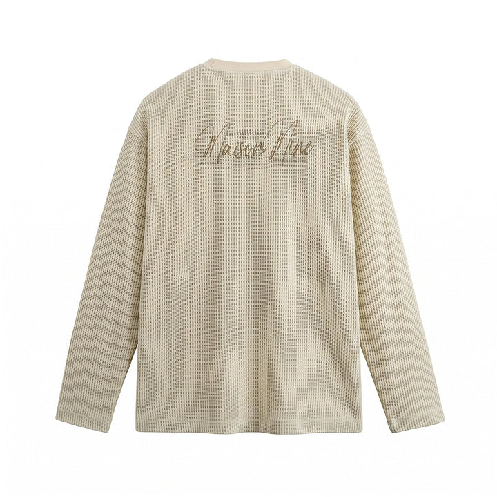 Herren Waffelstrick-Henley Langarmshirt mit Knopfleiste und entspannter Passform Echoarchiv