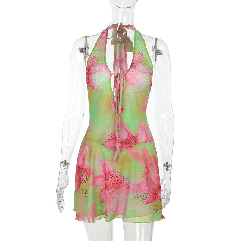 Damen stylisches Halter-Sommerkleid mit floralem Muster Echo Archiv