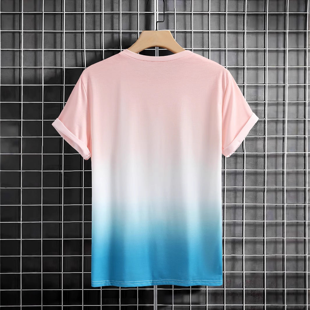 Herren T-Shirt mit modernem Farbverlauf und Palmenstickerei Echoarchiv