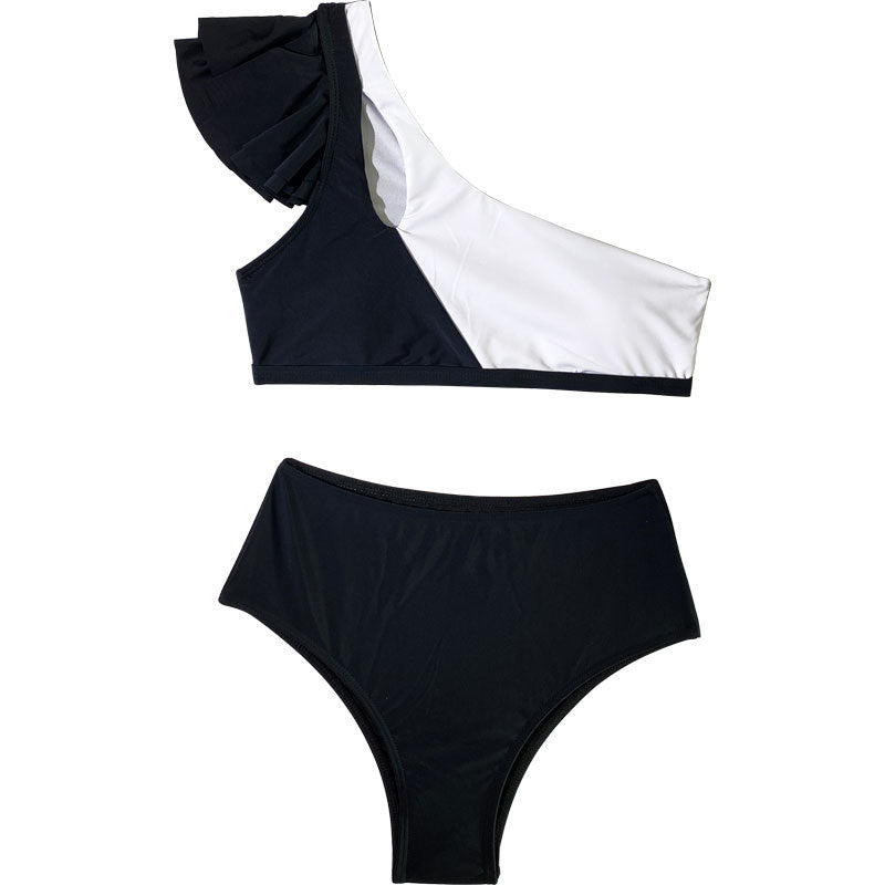 Damen asymmetrisches Bikini-Set mit hohem Bund Echo Archiv