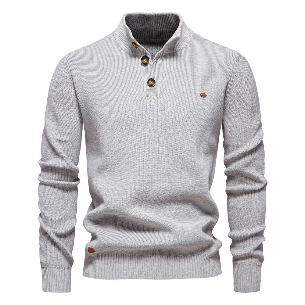 Herren Pullover mit Knopfleiste und strukturiertem Muster Echoarchiv