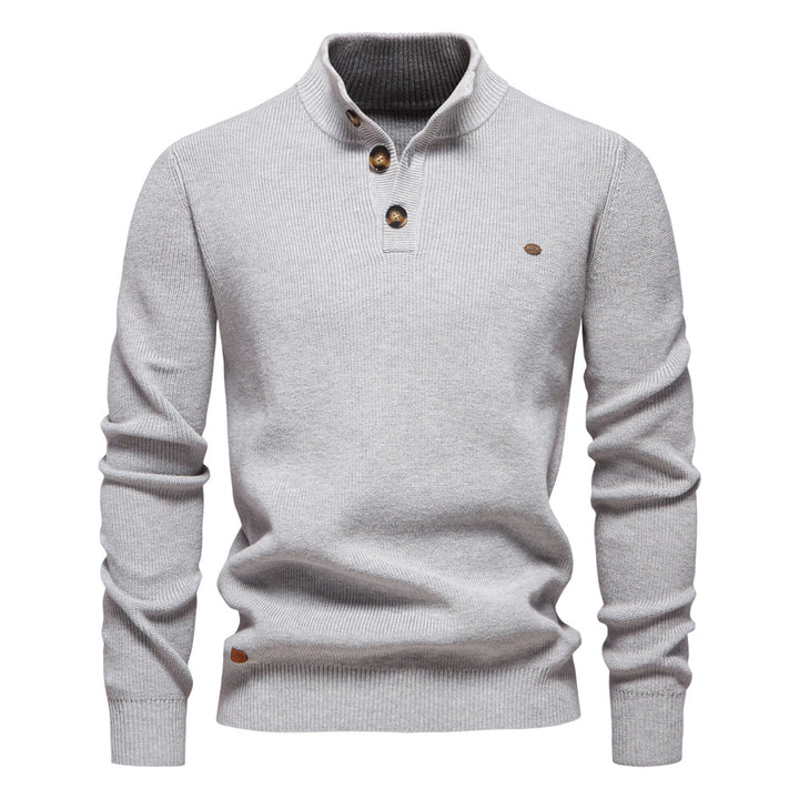 Herren Pullover mit Knopfleiste und strukturiertem Muster Echoarchiv