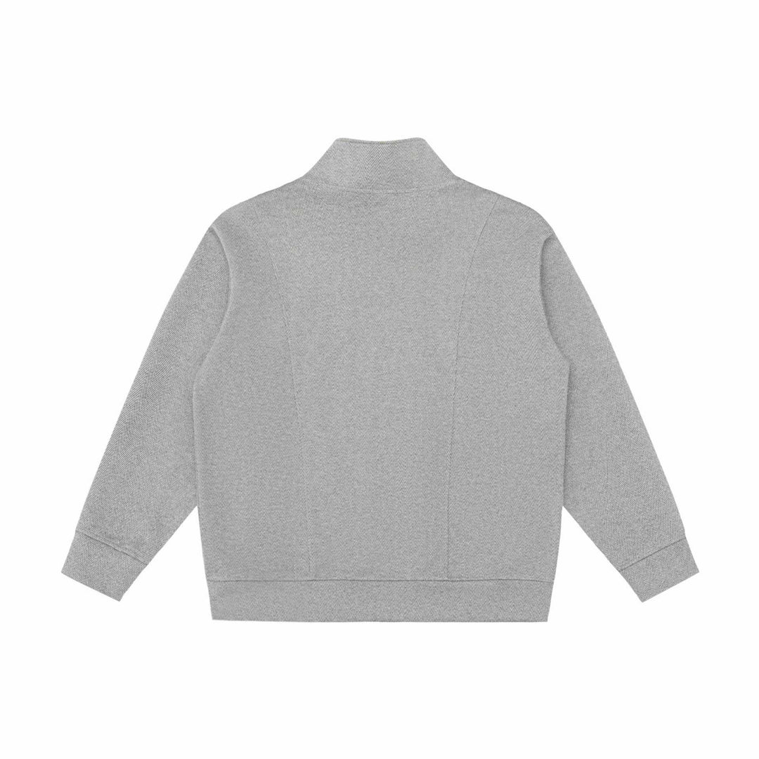 Unisex Leichte Stehkragen‑Jacke aus Fischgrät‑Struktur mit durchgehendem Reißverschluss Echoarchiv
