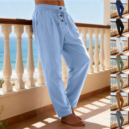 Herren nan leichte Loungehose mit elastischem Kordelbund, Tunnelzug und dekorativer Knopfleiste Echo Archiv