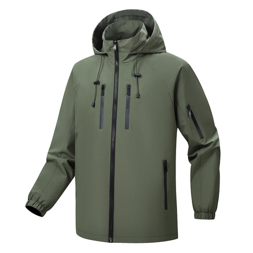Herren Funktionsjacke mit abnehmbarer Kapuze und multifunktionalen Reißverschlusstaschen Echoarchiv