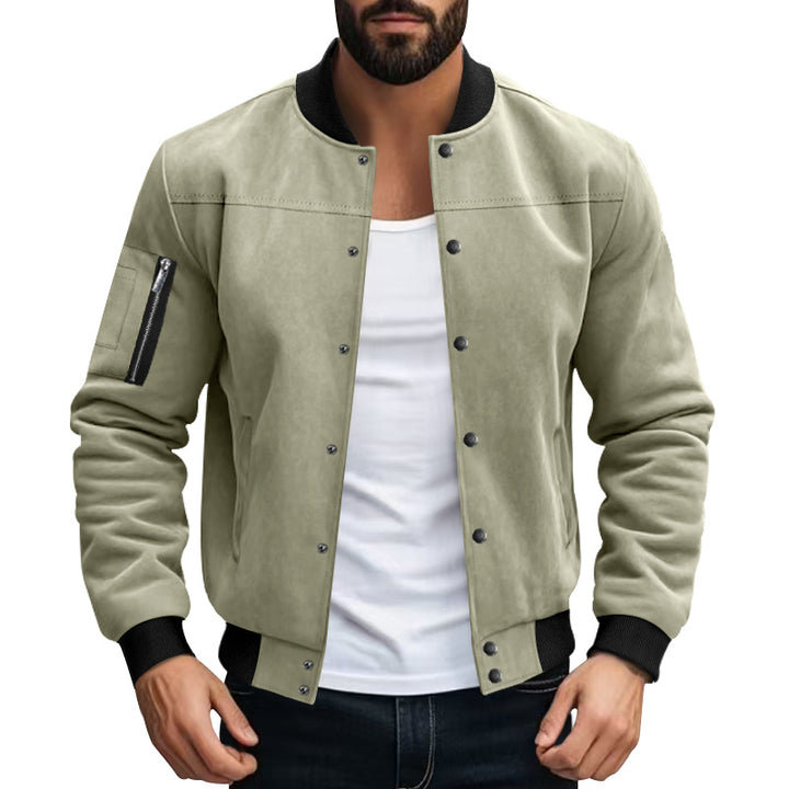 Herren lässige Bomberjacke aus weichem Mikrofaser mit praktischen Taschen und elastischen Bündchen Echoarchiv