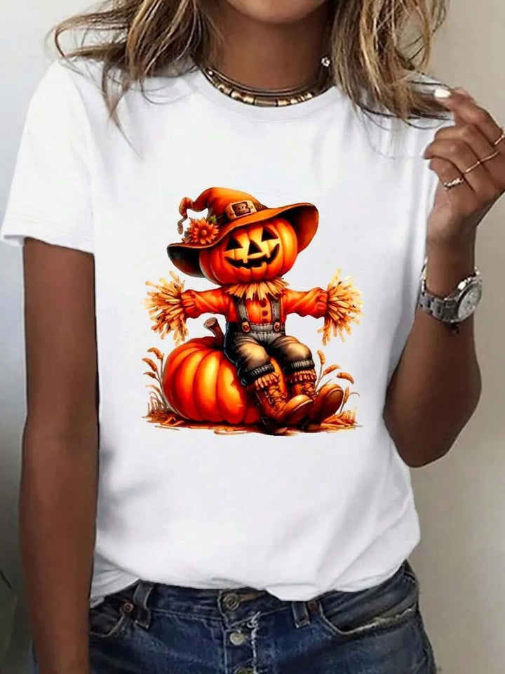 Damen T-Shirt mit stylischem Kürbis-Motiv und aufregendem Animal-Print Echo Archiv